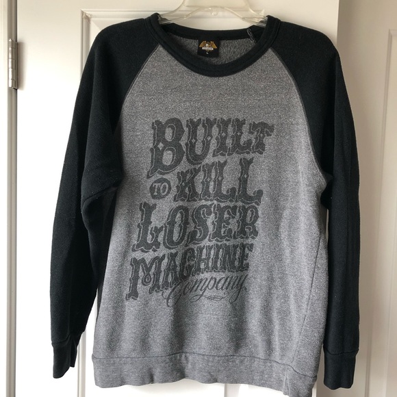 Loser Machine Sweaters - Loser Machine grey/black graphic sweatshirt sz. L
